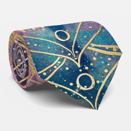 Stylish Gold mandala waterverf & Nebula Colorful Stropdas (Opgerold)