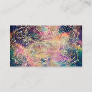 Stylish Gold mandala waterverf & Nebula Colorful Visitekaartje