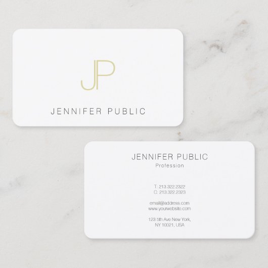 Stylish Gold Monogram Sjabloon Trendy Elegant Top Visitekaartje (Voorkant / Achterkant)