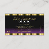 Stylish Gold Paars Black Sparkle Jewels Monogram Visitekaartje (Achterkant)