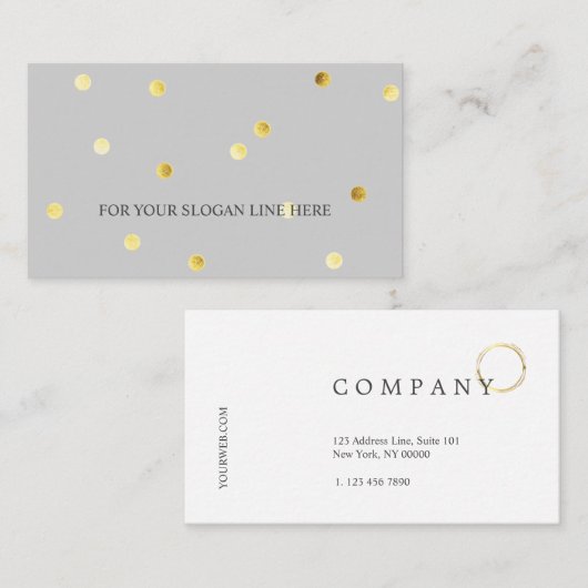 Stylish Gold Polka Dot Pattern Grey Visitekaartje (Voorkant / Achterkant)