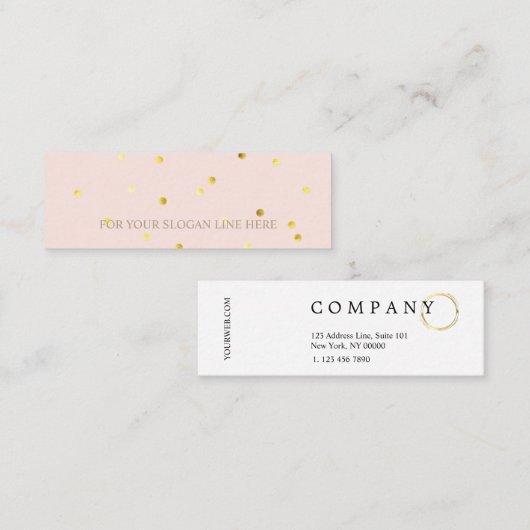 Stylish Gold Polka Pattern Pink Mini Visitekaartje (Voorkant / Achterkant)