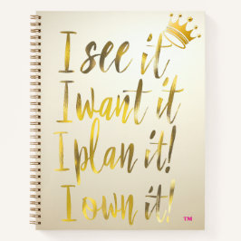 Stylish Gold Script Ivory Motivational Notitieboek