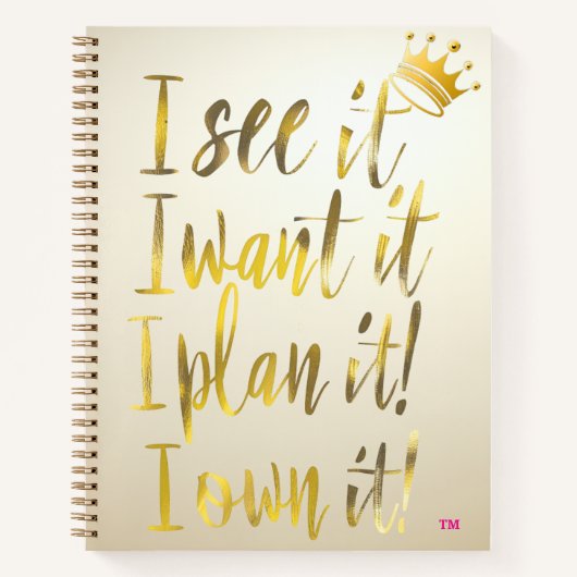 Stylish Gold Script Ivory Motivational Notitieboek (Voorkant)
