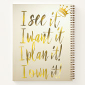 Stylish Gold Script Ivory Motivational Notitieboek (Achterkant)