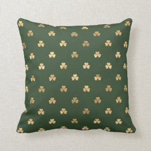 Stylish Gold Shamrock Green St Patricks Day Kussen