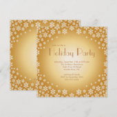 Stylish Gold Snowflakes Holiday Party Invitation Kaart (Voorkant / Achterkant)