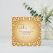 Stylish Gold Snowflakes Holiday Party Invitation Kaart (Staand voorkant)