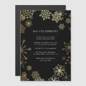 Stylish Gold Snowflakes kerstfeest Magnetische Uitnodiging (Voorkant / Achterkant)