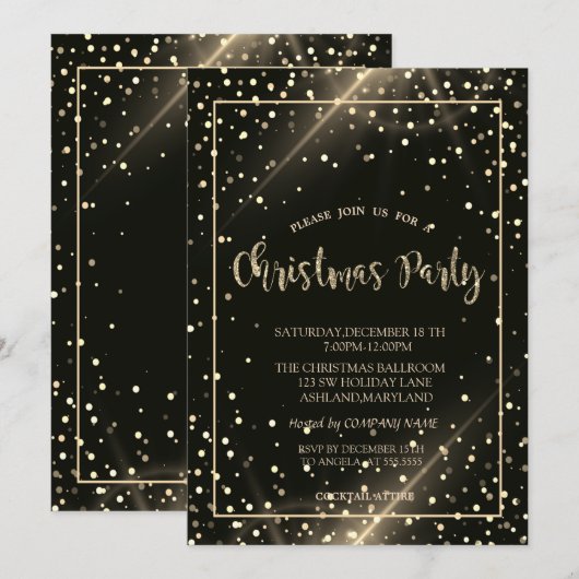 Stylish Gold Stippen Company kerst Party Kaart (Voorkant / Achterkant)