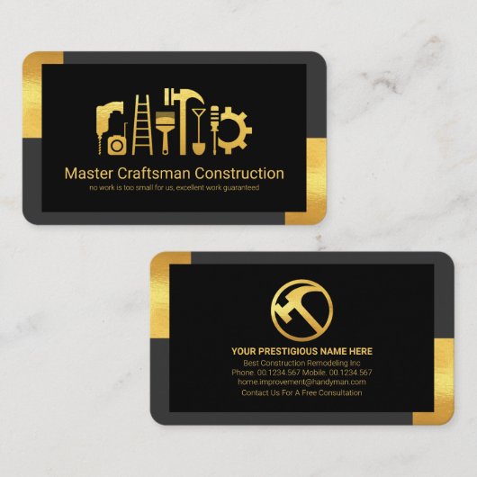 Stylish Gold Tab Lijst Home Renovation Visitekaartje (Voorkant / Achterkant)