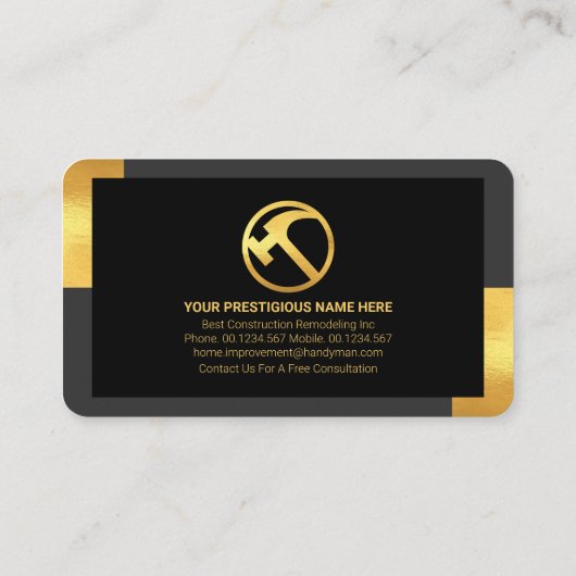 Stylish Gold Tab Lijst Home Renovation Visitekaartje (Achterkant)