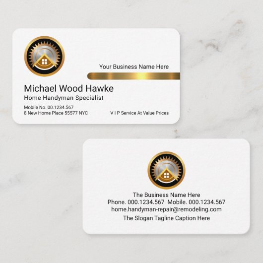 Stylish Gold Tab On White Layer Visitekaartje (Voorkant / Achterkant)