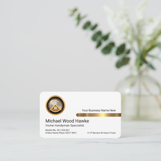 Stylish Gold Tab On White Layer Visitekaartje (Staand voorkant)