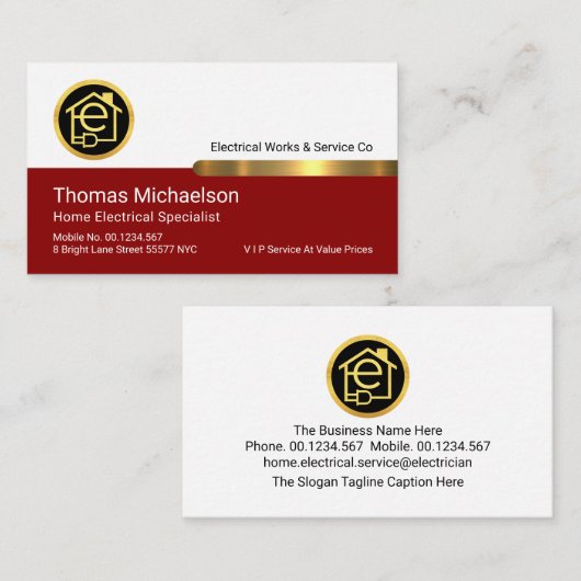 Stylish Gold Tab On White Red Layer Visitekaartje (Voorkant / Achterkant)