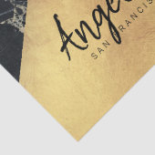 Stylish Gold Teardrop Black Marble Stone Monogram Tissuepapier (Detail)