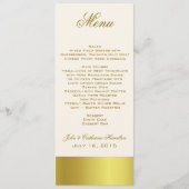 Stylish Gold Tone Skinny Wedding Table Menu (Voorkant)