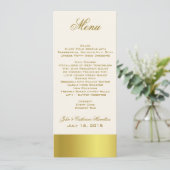 Stylish Gold Tone Skinny Wedding Table Menu (Staand voorkant)