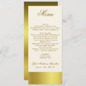 Stylish Gold Tone Skinny Wedding Table Menu (Voorkant / Achterkant)