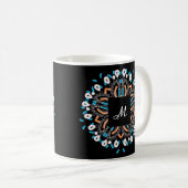 Stylish Gold Torquoise Mandala Monogram Koffiemok (Voorkant rechts)