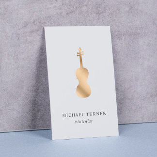 Stylish Gold Violin Musician Minimal  Visitekaartje