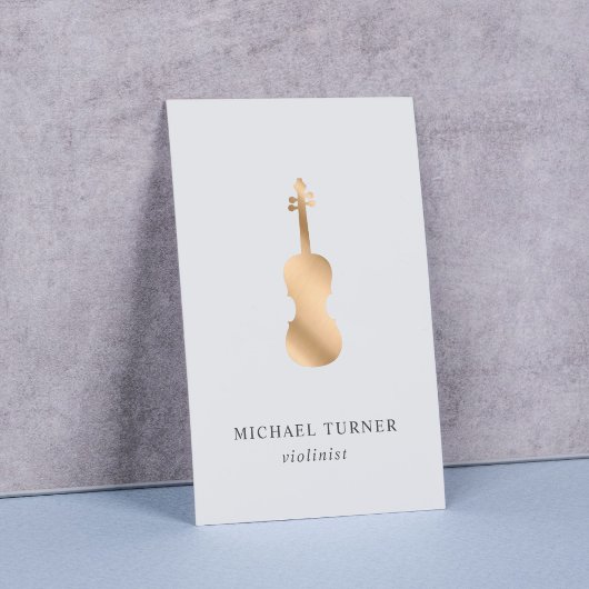 Stylish Gold Violin Musician Minimal  Visitekaartje