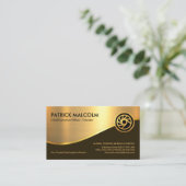 Stylish Gold Wave Brown Layers Entrepreneur Visitekaartje (Staand voorkant)