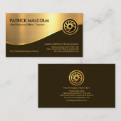Stylish Gold Wave Brown Layers Entrepreneur Visitekaartje (Voorkant / Achterkant)