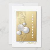 Stylish Gold White Baubles kerst Feestdagenkaart (Voorkant)