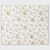 Stylish Gold White Seashells Pattern Cadeaupapier (Vlak)