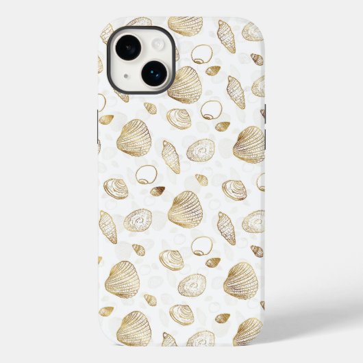 Stylish Gold White Seashells Pattern Case-Mate iPhone Case (Achterkant)