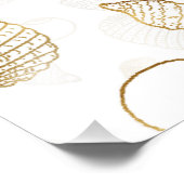 Stylish Gold White Seashells Pattern Foto Afdruk (Hoek)