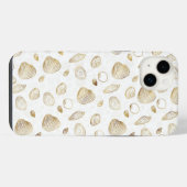 Stylish Gold White Seashells Pattern iPhone Hoesje (Achterkant horizontaal)