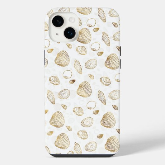 Stylish Gold White Seashells Pattern iPhone Hoesje (Achterkant)