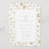 Stylish Gold White Seashells Pattern Kaart (Voorkant / Achterkant)