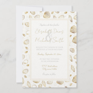 Stylish Gold White Seashells Pattern Kaart