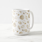Stylish Gold White Seashells Pattern Koffiemok (Voorkant rechts)
