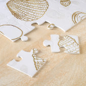 Stylish Gold White Seashells Pattern Legpuzzel (Zijkant)