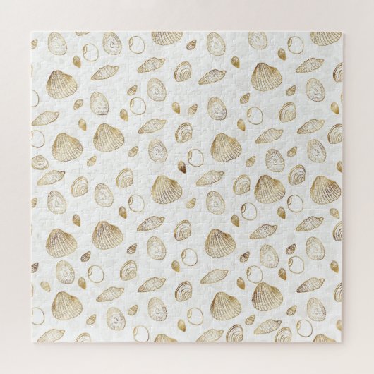 Stylish Gold White Seashells Pattern Legpuzzel (Horizontaal)