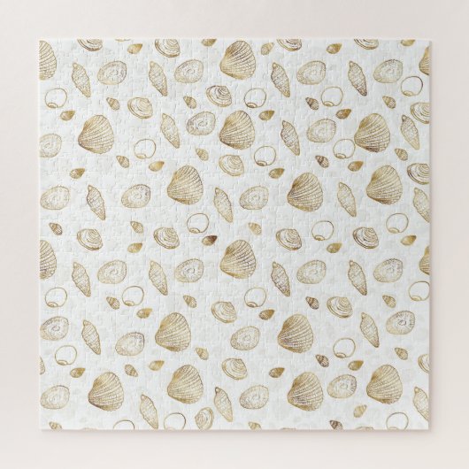 Stylish Gold White Seashells Pattern Legpuzzel (Verticaal)