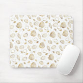 Stylish Gold White Seashells Pattern Muismat (Met muis)