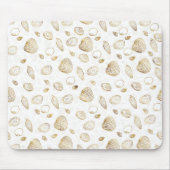 Stylish Gold White Seashells Pattern Muismat (Voorkant)