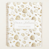 Stylish Gold White Seashells Pattern Planner (Voorkant)