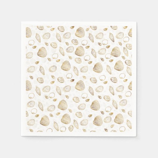 Stylish Gold White Seashells Pattern Servet (Voorkant)