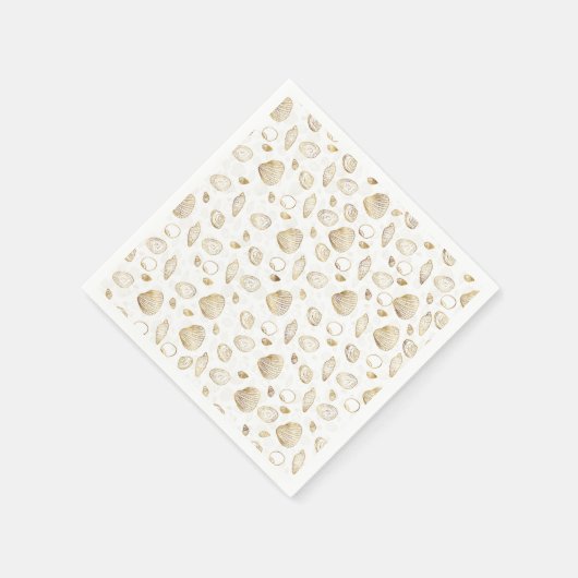 Stylish Gold White Seashells Pattern Servet (Hoek)