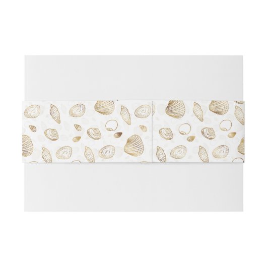 Stylish Gold White Seashells Pattern Uitnodigingen Wikkel (Achterkant Voorbeeld)