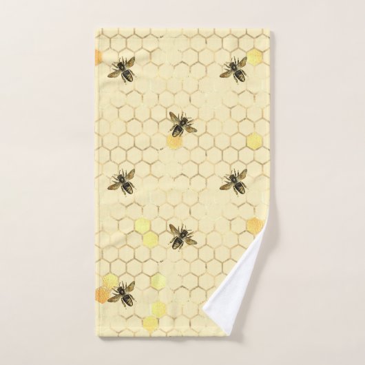 Stylish Gold Yellow bees Honeycomb Bad Handdoek (Handdoek)