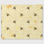 Stylish Gold Yellow bees Honeycomb Cadeaupapier (Vlak)