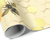 Stylish Gold Yellow bees Honeycomb Cadeaupapier (Rol Hoek)