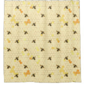 Stylish Gold Yellow bees Honeycomb Douchegordijn (Voorkant)